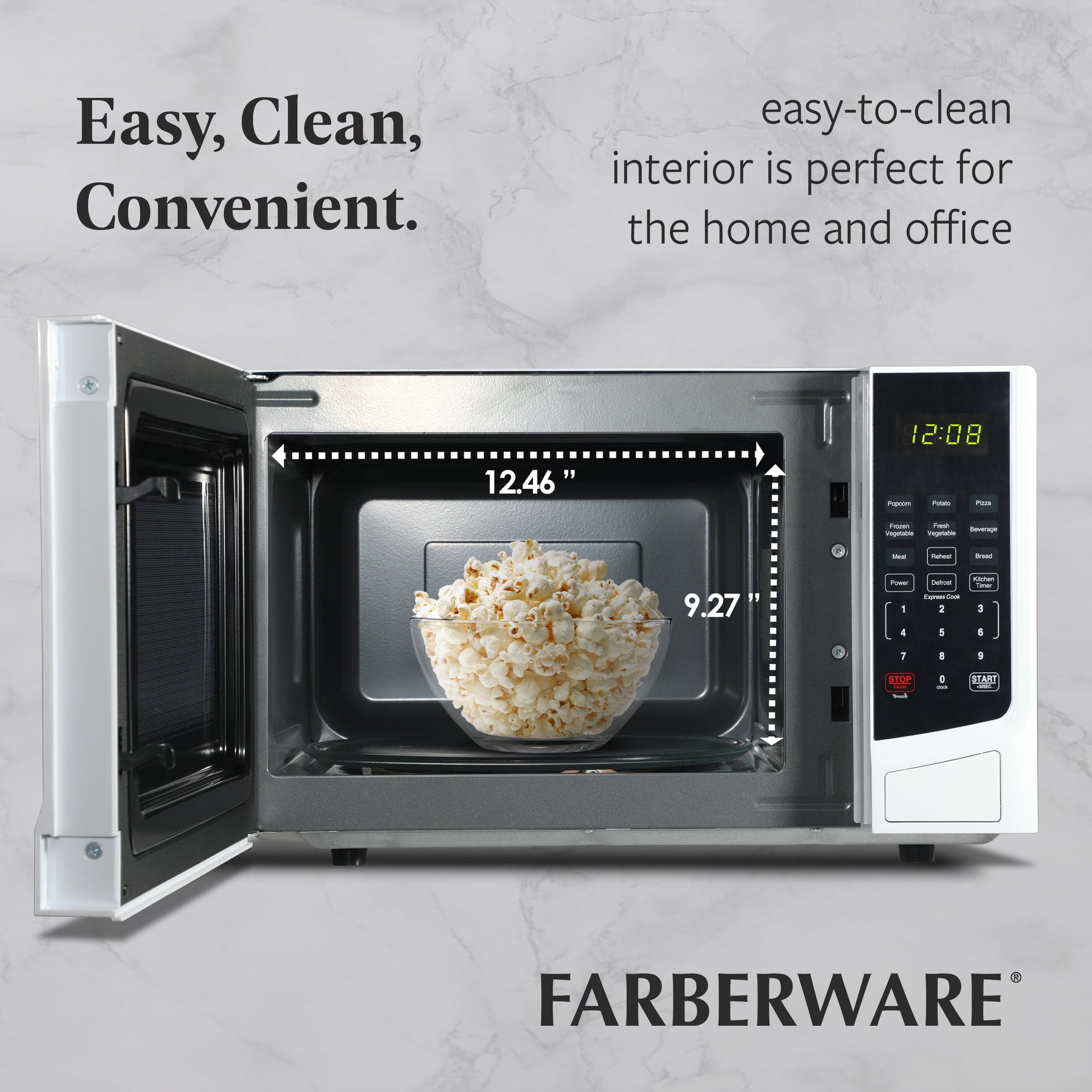 0.9 Cu. Ft. Countertop Microwave Oven – 900W Power, Auto Cook Settings, Defrost, and Safety Lock – White