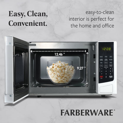 0.9 Cu. Ft. Countertop Microwave Oven – 900W Power, Auto Cook Settings, Defrost, and Safety Lock – White