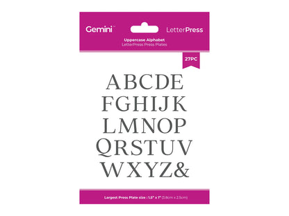Gemini - Letterpress Press Plate - Uppercase Alphabet