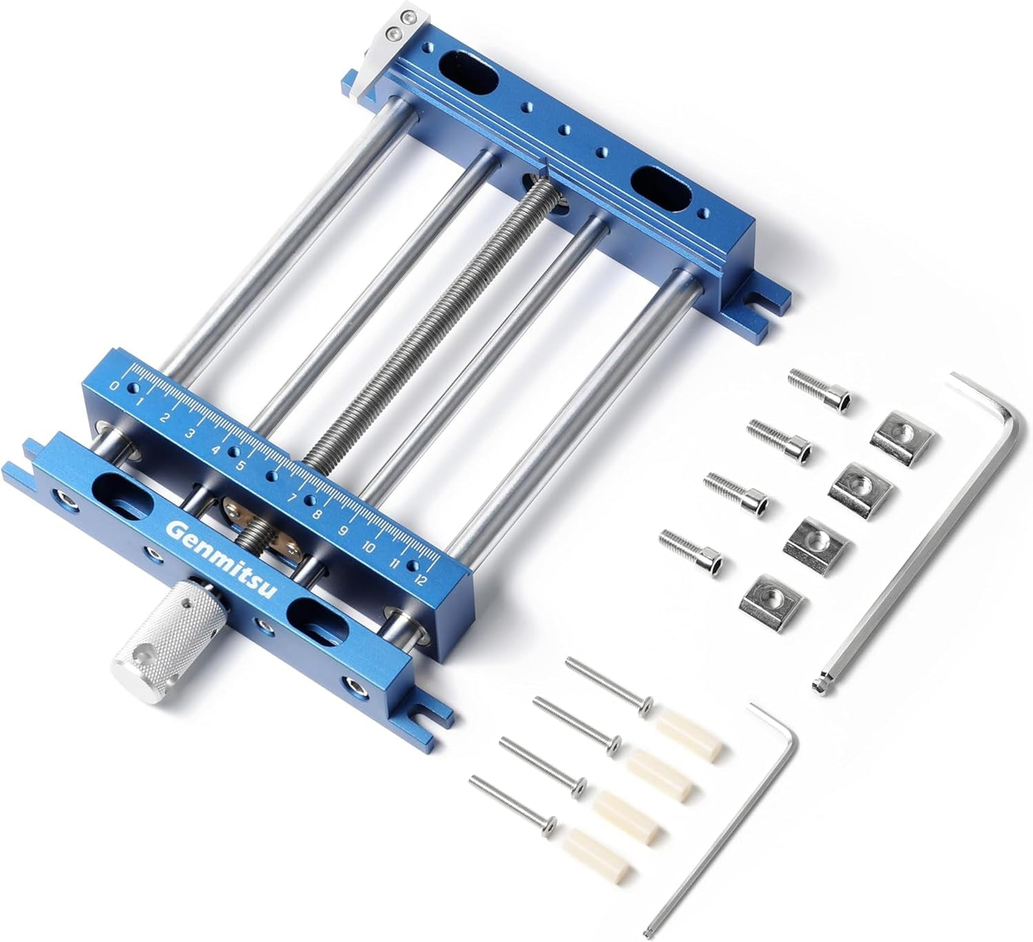 Genmitsu Upgrade Aluminum Bench Vise Clamp, High-Precision CNC Router Clamp for Unique Shaped Woodworking & Metalworking Milling Project, Size 9.4" X 6.6" X 1.6", Clamping Range 0-5.7"