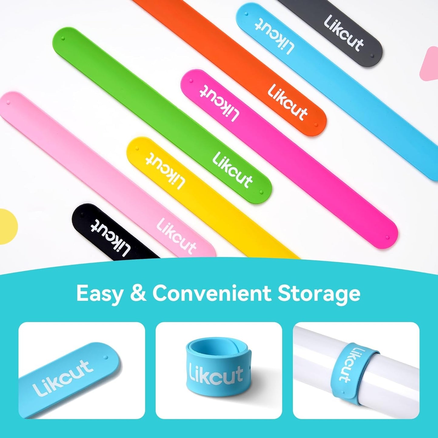 Vinyl Holder Slap Bracelet Set - 8 Pcs Silicone Wrapping Paper Roll Holder for Vinyl Rolls Storage, Wallpaper and Poster Storage, Craft Room Organizing