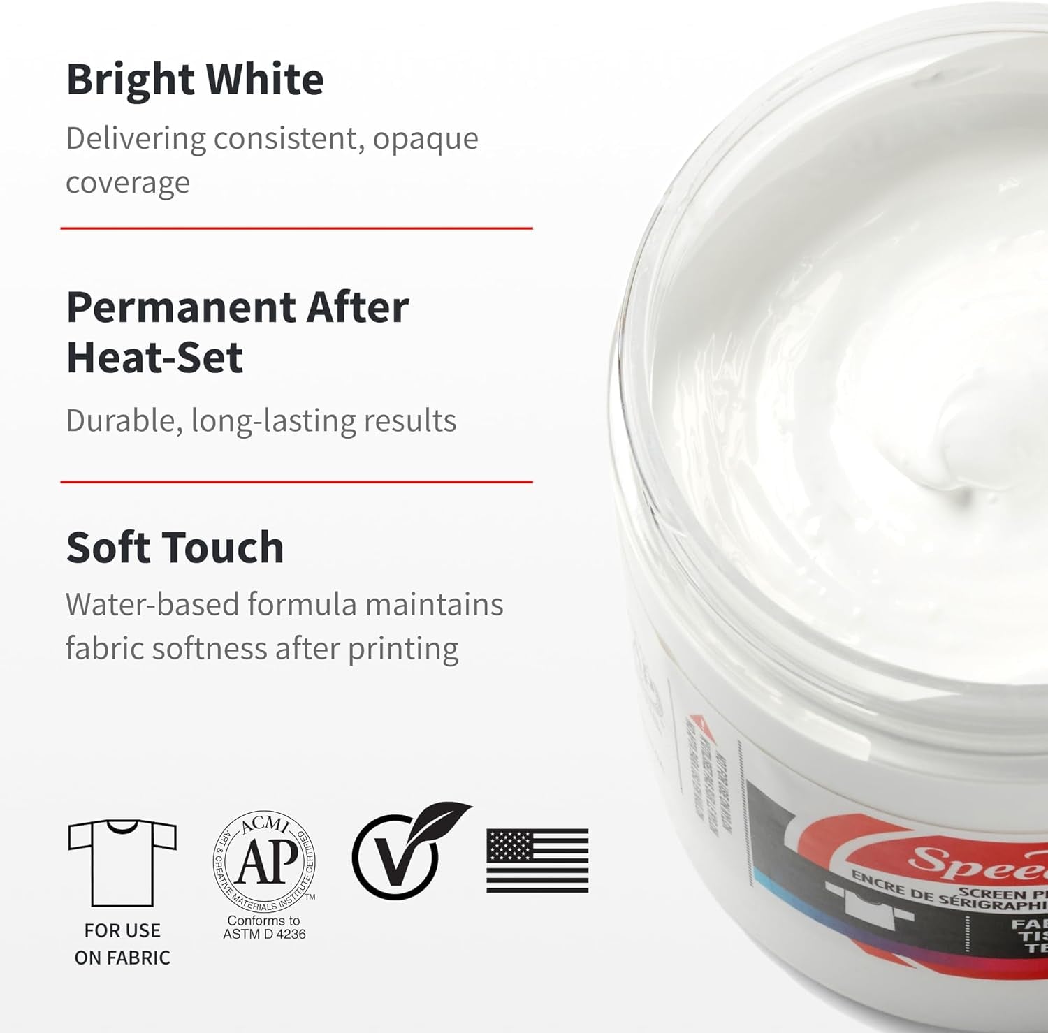 Speedball Fabric Screen Printing Ink, 8-Ounce, White for T-Shirt and Silkscreen Printmaking