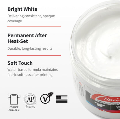 Speedball Fabric Screen Printing Ink, 8-Ounce, White for T-Shirt and Silkscreen Printmaking