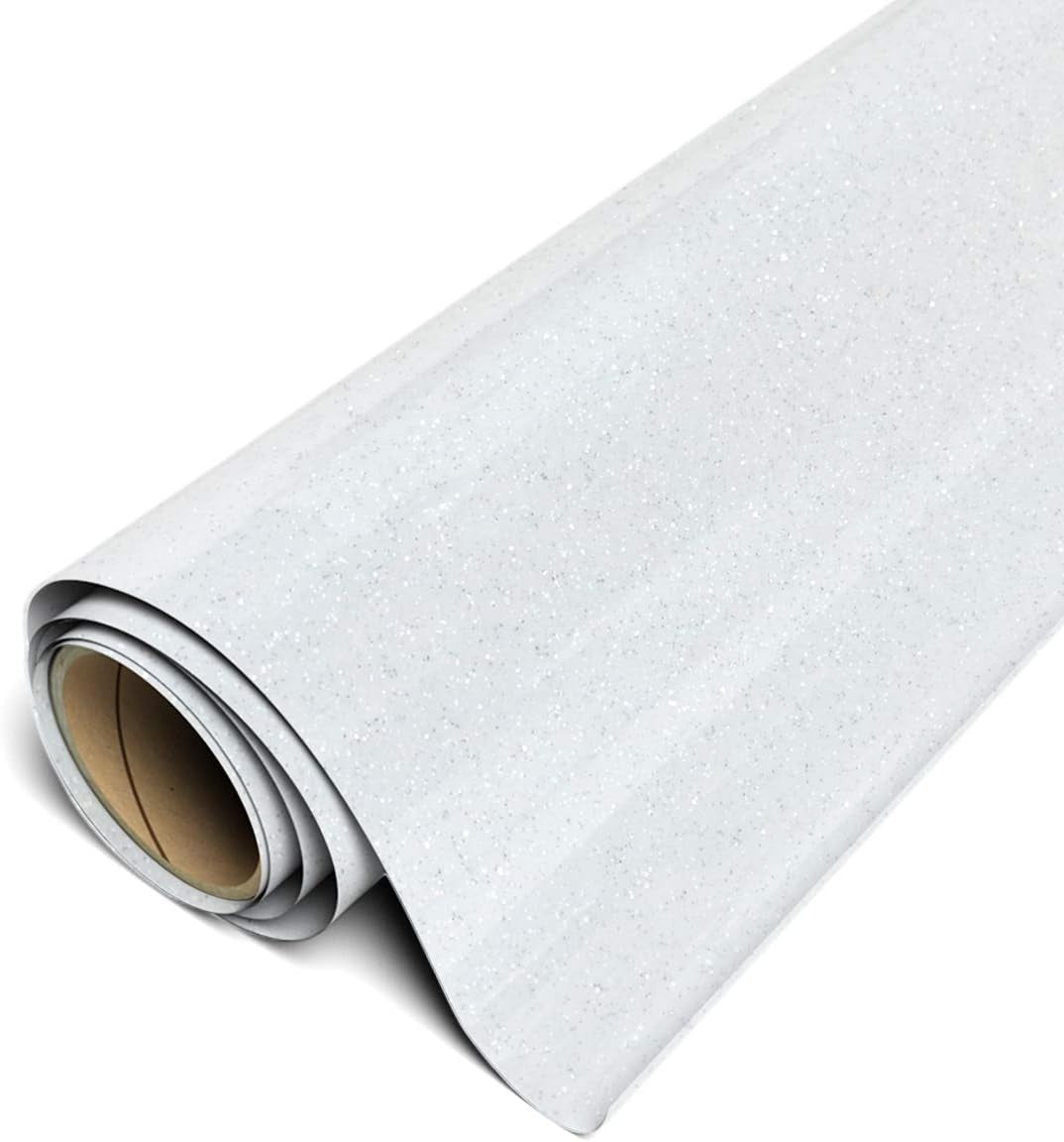Siser Glitter HTV 11.8" X5Ft Roll - Iron on Heat Transfer Vinyl (White)