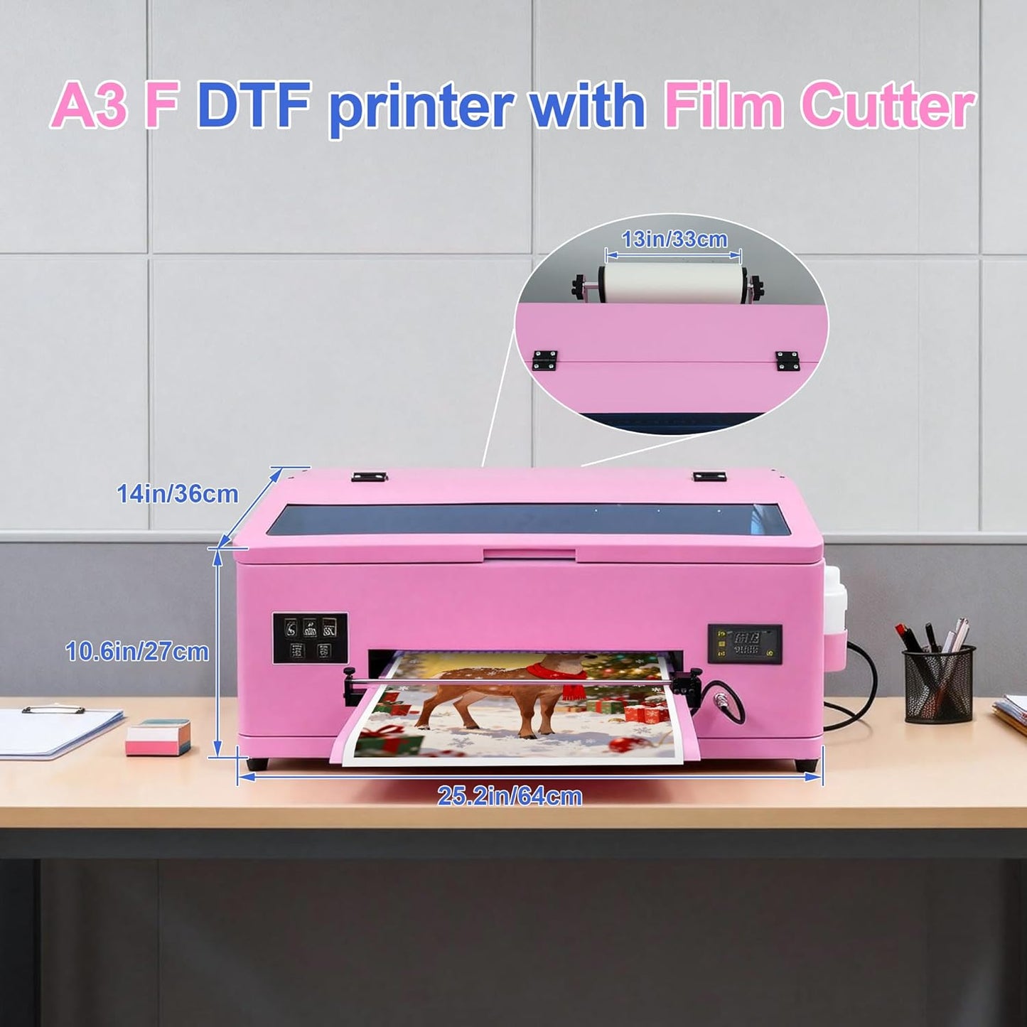 A3 DTF Printer R1390 with Laptop for Beginner, A3 13" DTF Transfer Printing Machine for DIY Print T-Shirts Apparel with White Ink Systems Includes Consumable, Laptop (Remote Installation)