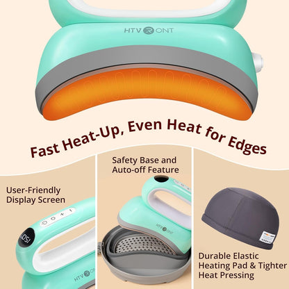 Hat Press Machine - Hat Press Heat Machine for Caps/Hats/Pillows Quickly and Evenly - Hat Heat Press Machine for Vinyl, Sublimation, Heat Transfer Projects, Light Green