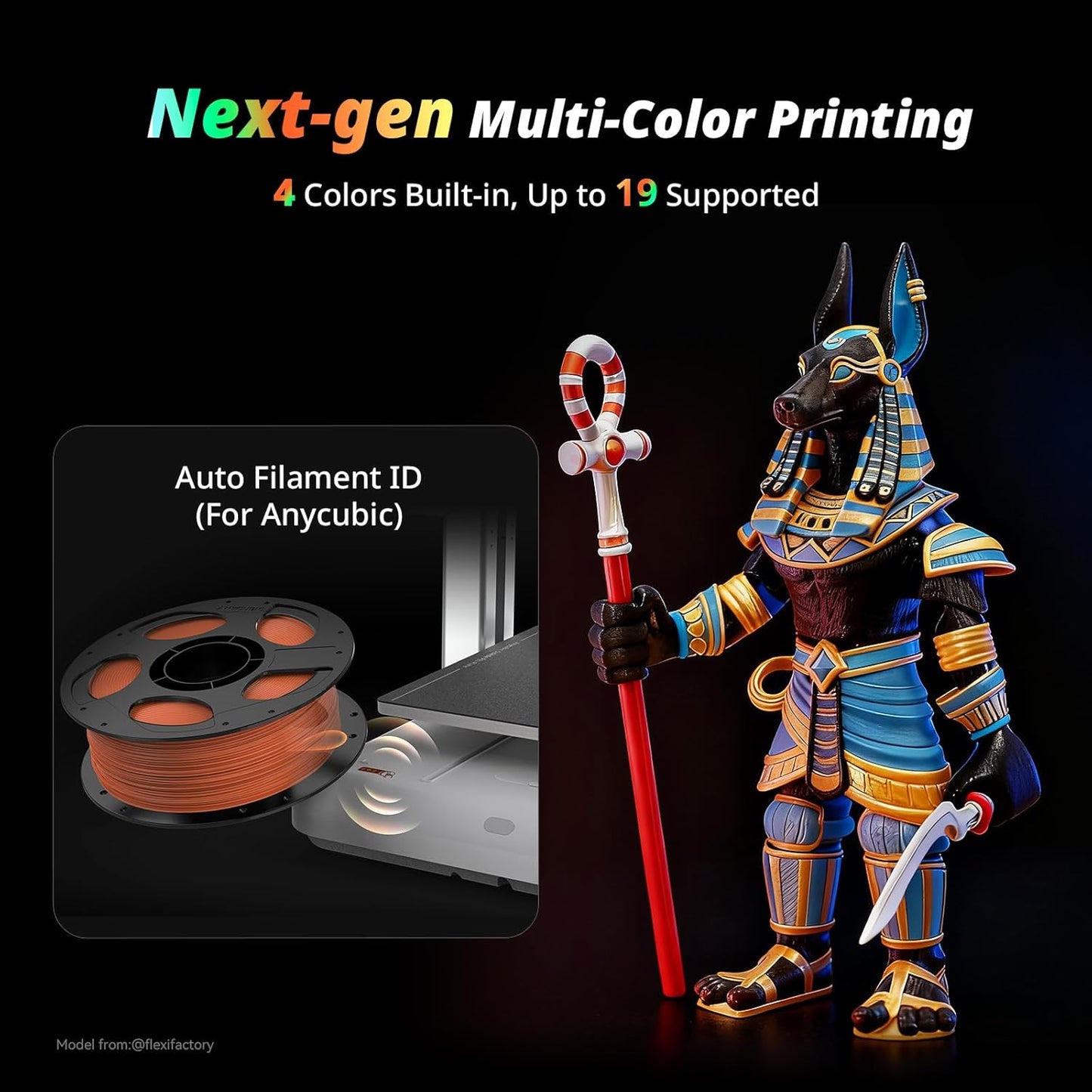 Anycubic Kobra X Multicolor 3D Printer, Easy Setup with Native 4-Color Printing up 19 Color, 600Mm/S Fast 3D Printing, AI Camera, Quiet 45Db, FDM Perfect for Kids Beginners Family Makers Professional