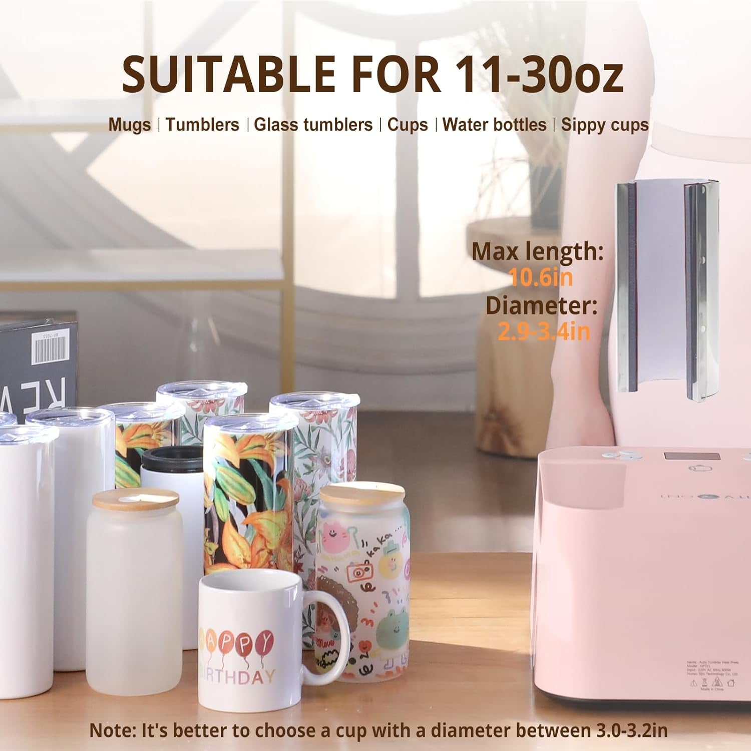 Auto Heat Press Machine for T Shirts, Auto Tumbler Heat Press, Pink