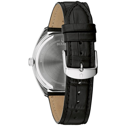 Men'S Classic Black Leather Strap Watch 96B453