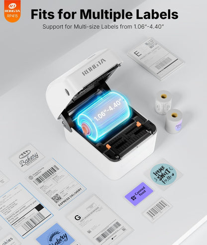 Rongta Bluetooth Thermal Shipping Label Printer, Wireless 4X6 Label Sticker Printer for Shipping Packages, Support Android, Iphone, Widely Used for Amazon, Ebay, Shopify, Etsy, UPS, White