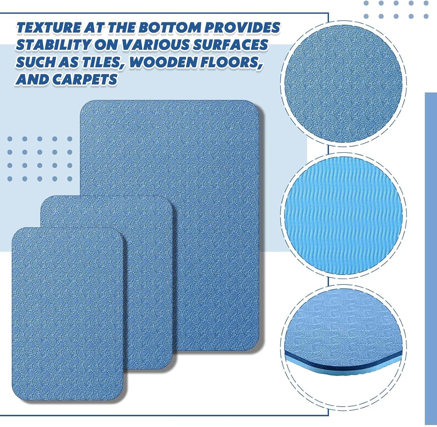 Drydiet 3 Pcs Sewing Machine Muffling Mat Pedal Mat Sewing Machine Pad No Slip Rubber Stay in Place Mats for Calms Vibration(Blue,15 X 20 Inch,14 X 9 Inch,14 X 11 Inch)