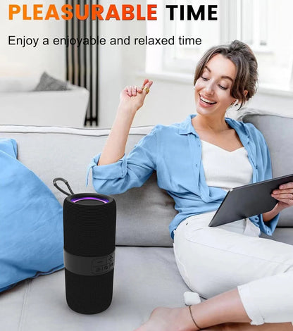 Portable Bluetooth Speaker with Deep Bass Basser, Wireless Stereo Sound Bluetooth Speaker with 5.3,IP67 Waterproof,Tws Pairing for Home Party Outdoor（Black）