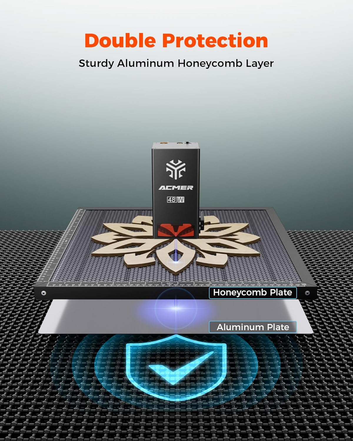 ACMER Honeycomb Laser Bed 300 * 300Mm, Laser Engraver Honeycomb Working Table with Aluminum Backing Plate, Cutting Table for Diode CO₂ Fiber Laser Engravers, Desktop Protection