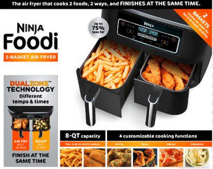 ® Foodi® 4-In-1 8-Quart. 2-Basket Air Fryer with Dualzone™ Technology- Air Fry, Roast, and More