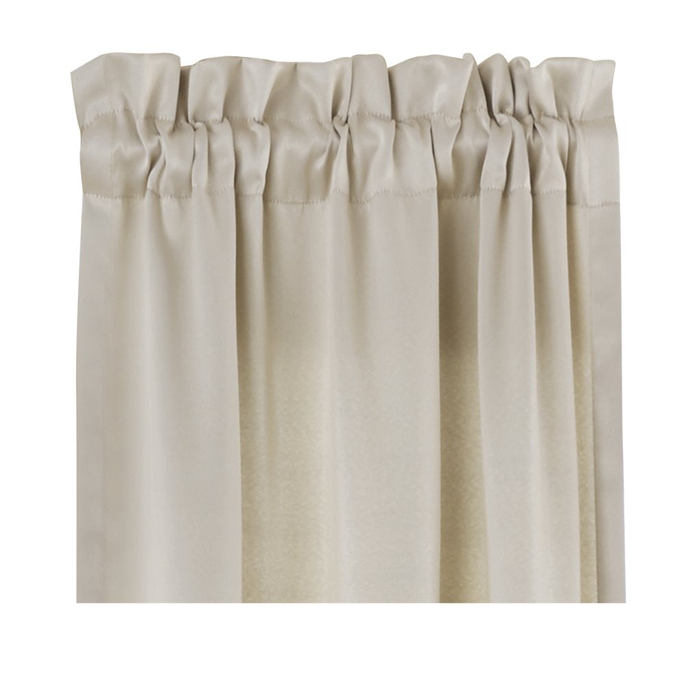 Solid Color Room Darkening Rod Pocket Curtain Panel Pair, Set of 2, Beige, 30 X 63