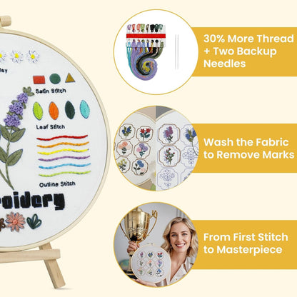 HTV Vinyl Rolls Heat Transfer Vinyl & 3 Pack Embroidery Kit for Beginners