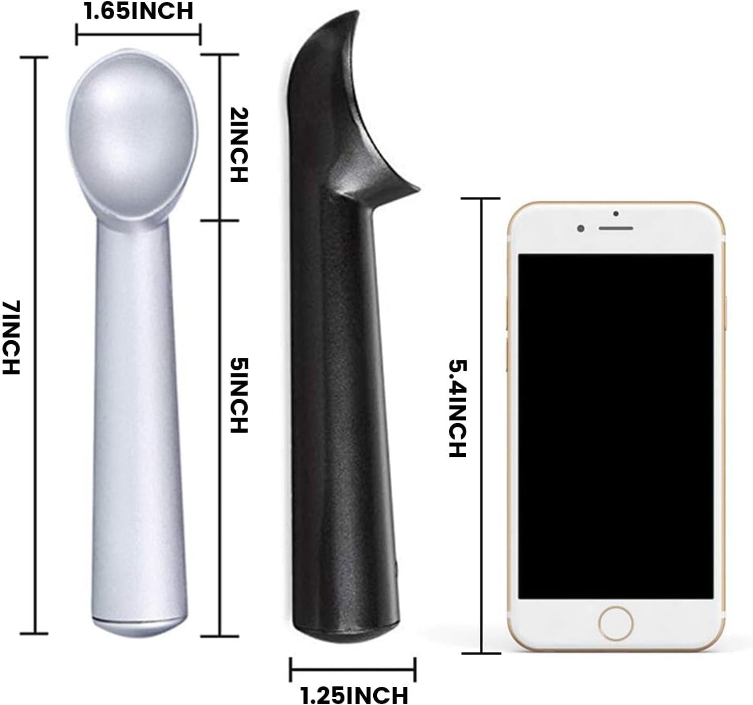 HANSGO Ice Cream Scoop, 2PCS 7 Inches Nonstick Anti-Freeze Ice Cream Scooper One Piece Aluminum Design Dishwasher Safe