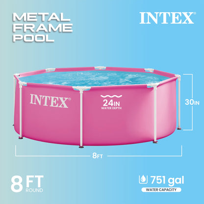 28290EP 8Ft X 30In Pink Metal Frame above Ground Pool, Pool Only (Pump Not Included)