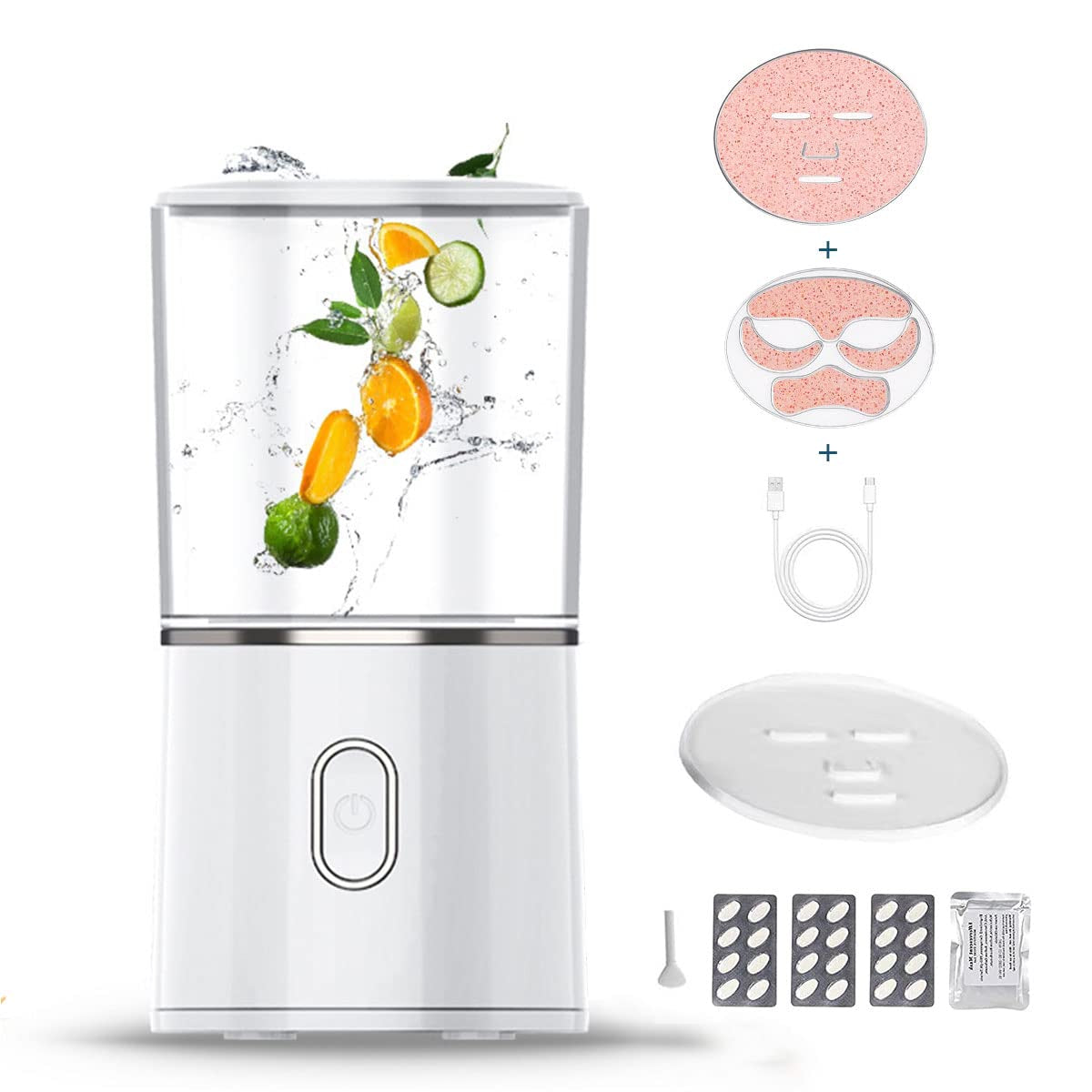 Flylin Facial Mask Machine, Face Mask Maker Multi-Function Natural Fruit Vegetable Collagen Cream Mask Machine USB Rechargeable DIY Automatic Facial Care Face Mask Maker Machine