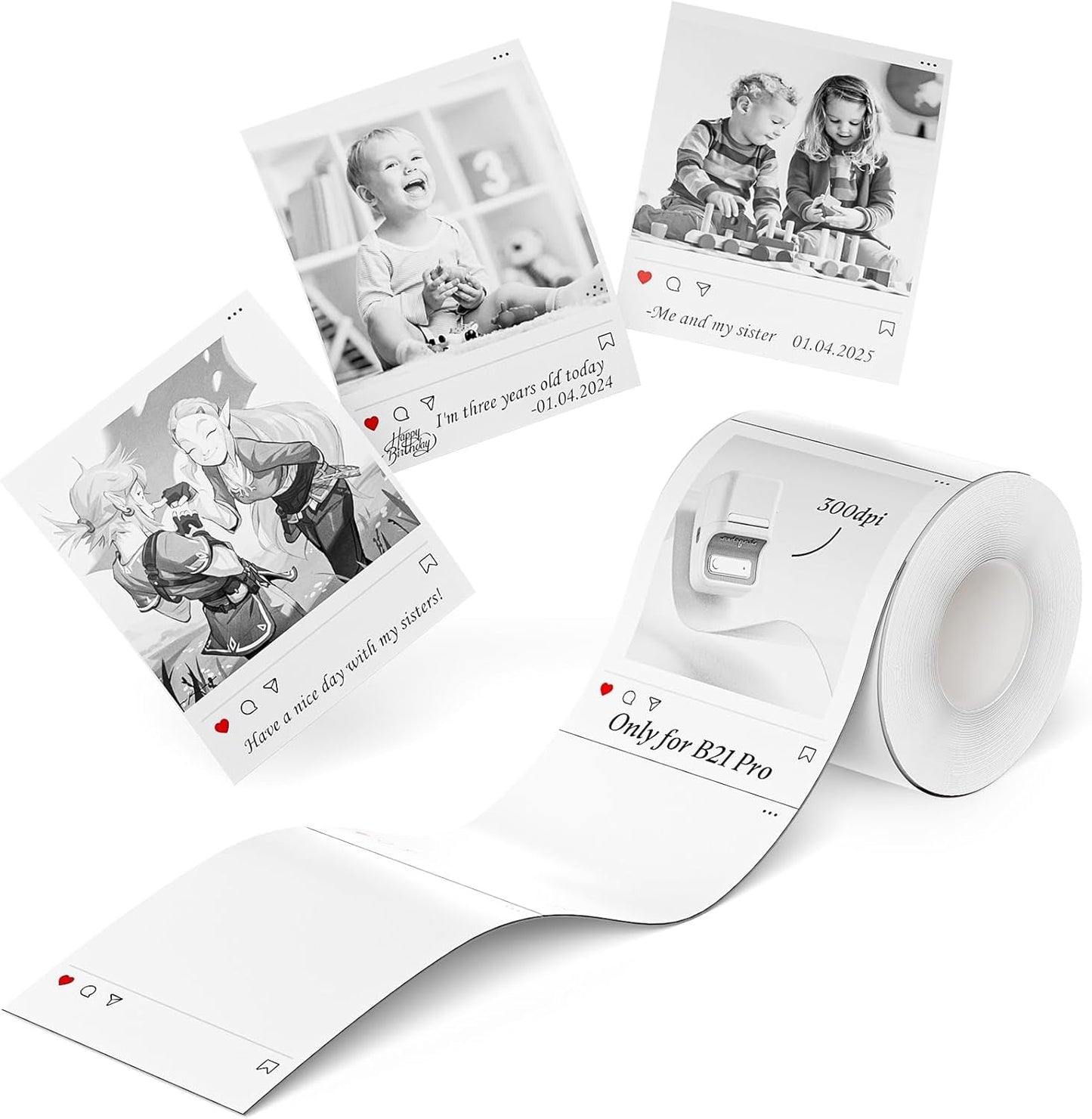 NIIMBOT Photo Papers Compatible with Pro Series Label Makers, Thermal Picture Labels Good Idea to Print Photos, Beauty Memories, Note,List (2.13''X2.67''-54X67Mm)