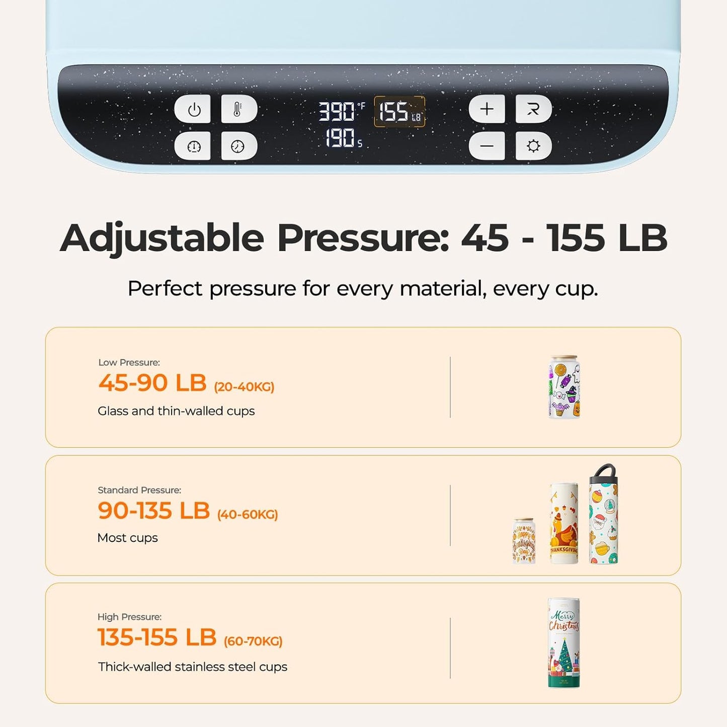 Auto Tumbler Heat Press 2 - Update A200 Tumbler Heat Press Machine, Adjustable Pressure & Switchable Heat Plate Attachment, 4 Memory Modes for 15 OZ, 16 OZ, 20 OZ, 30 OZ Tumblers & Glasses