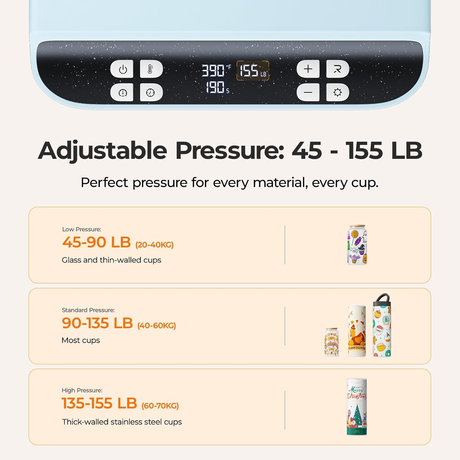Auto Tumbler Heat Press 2 - Update A200 Tumbler Heat Press Machine, Adjustable Pressure & Switchable Heat Plate Attachment, 4 Memory Modes for 15 OZ, 16 OZ, 20 OZ, 30 OZ Tumblers & Glasses