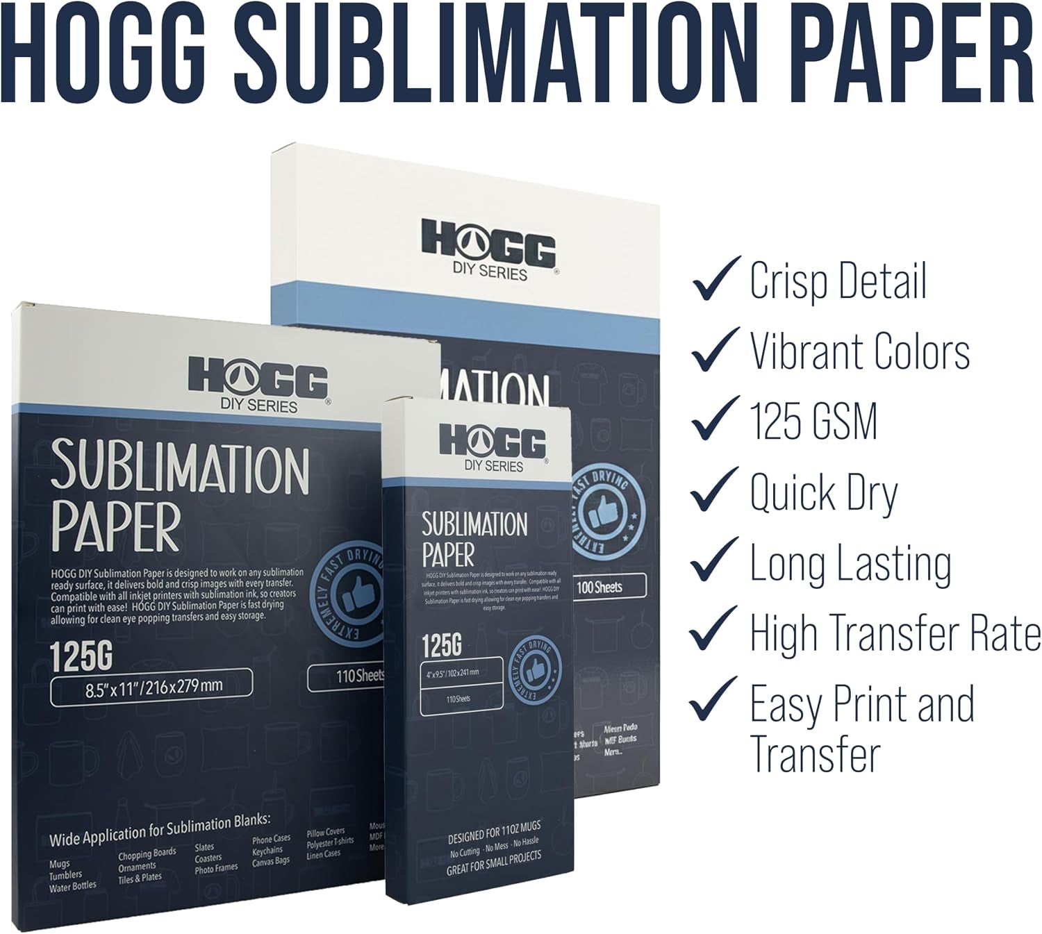 Hogg Sublimation Paper 4 X 9.5, 110 Sheets, 125 GSM, 4 X 9.5 Sublimation Paper for Tumblers, Papel Para Sublimacion, Compatible with Sawgrass and Epson, Heat Transfer Sheets, Printer Supplies