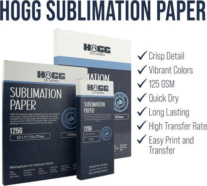 Hogg Sublimation Paper 4 X 9.5, 110 Sheets, 125 GSM, 4 X 9.5 Sublimation Paper for Tumblers, Papel Para Sublimacion, Compatible with Sawgrass and Epson, Heat Transfer Sheets, Printer Supplies