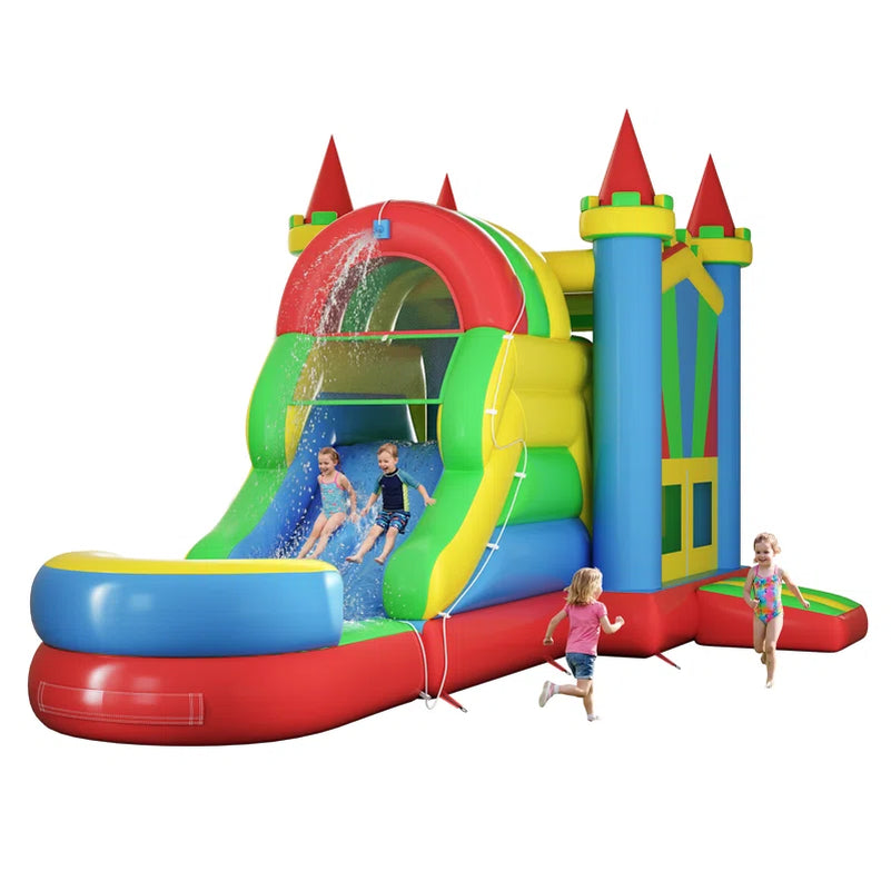 Bounce House, Inflatable Bouncer with Air Blower, Jumping Castle with Slide, Outdoor Indoor Bouncy Castle with Oxford Fabric for Kids