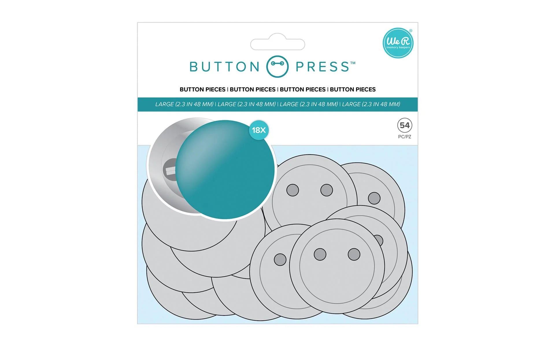 We R Memory Button Press Pin Back Refill Lg 18Pc