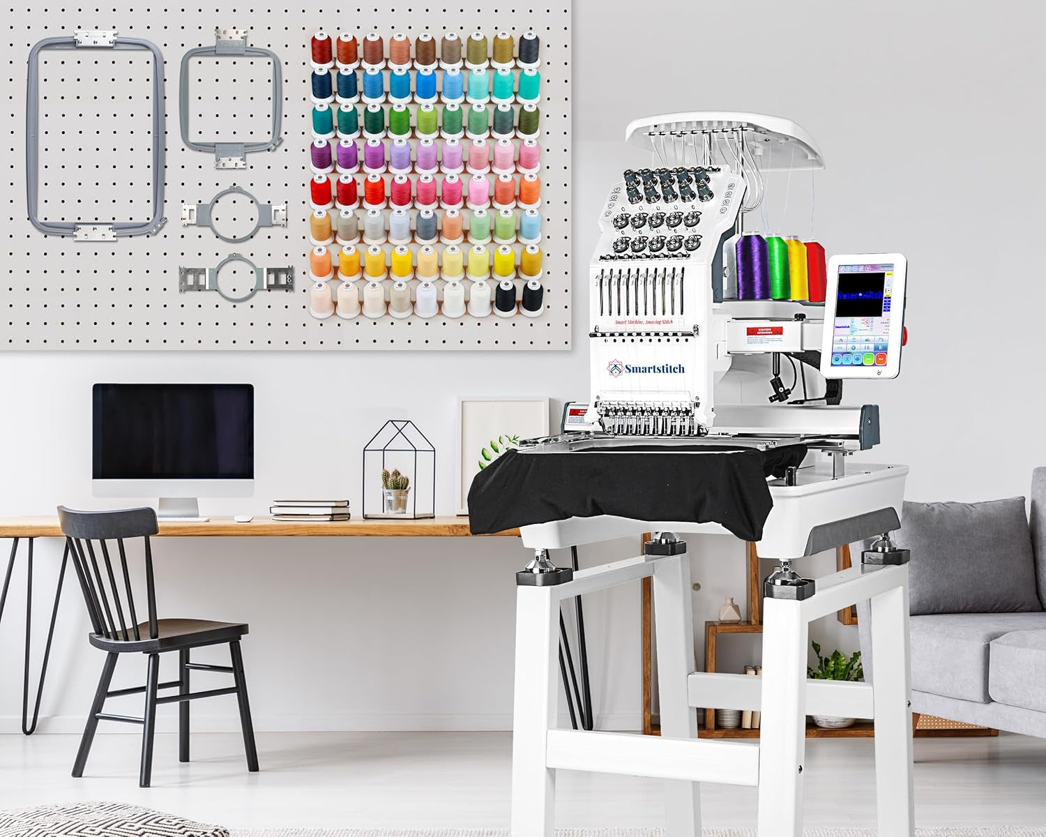 S-1001 Upgraded Embroidery Machine with 10 Needles, 1200SPM Max Speed, 7" Touch Screen, 9.5"X14.2" Embroidery Area, New Gen of Commercial Embroidery Machine for Flat, Hat, T-Shirt and More