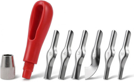 Linocut Carving Kit, Linoleum Cutter Tools Speedball Carving Tools with 6 Blades for Block Printing, Stamp Making, DIY Sculpture and Printmaking