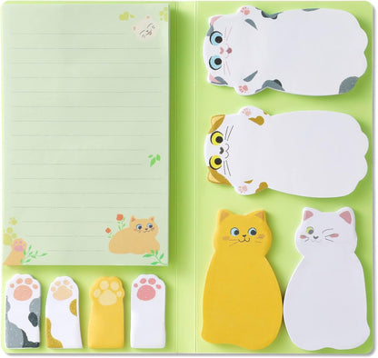Hommie Cat Sticky Notes Set, Cute Sticky Note Animal Divider Tabs Bundle Writing Memo Pads Page Marker, Sticky Notes Pads for Cat Lovers Kids Office School Supplies Creative Gifts