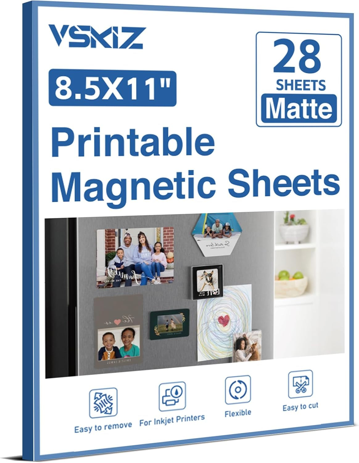 28 Pcs Printable Magnetic Sheets 8.5X11 Inches Matte Magnet Paper Sheet Non Adhesive Magnetic Paper for Inkjet Printers, Flexible Magnet Photos for DIY Crafts