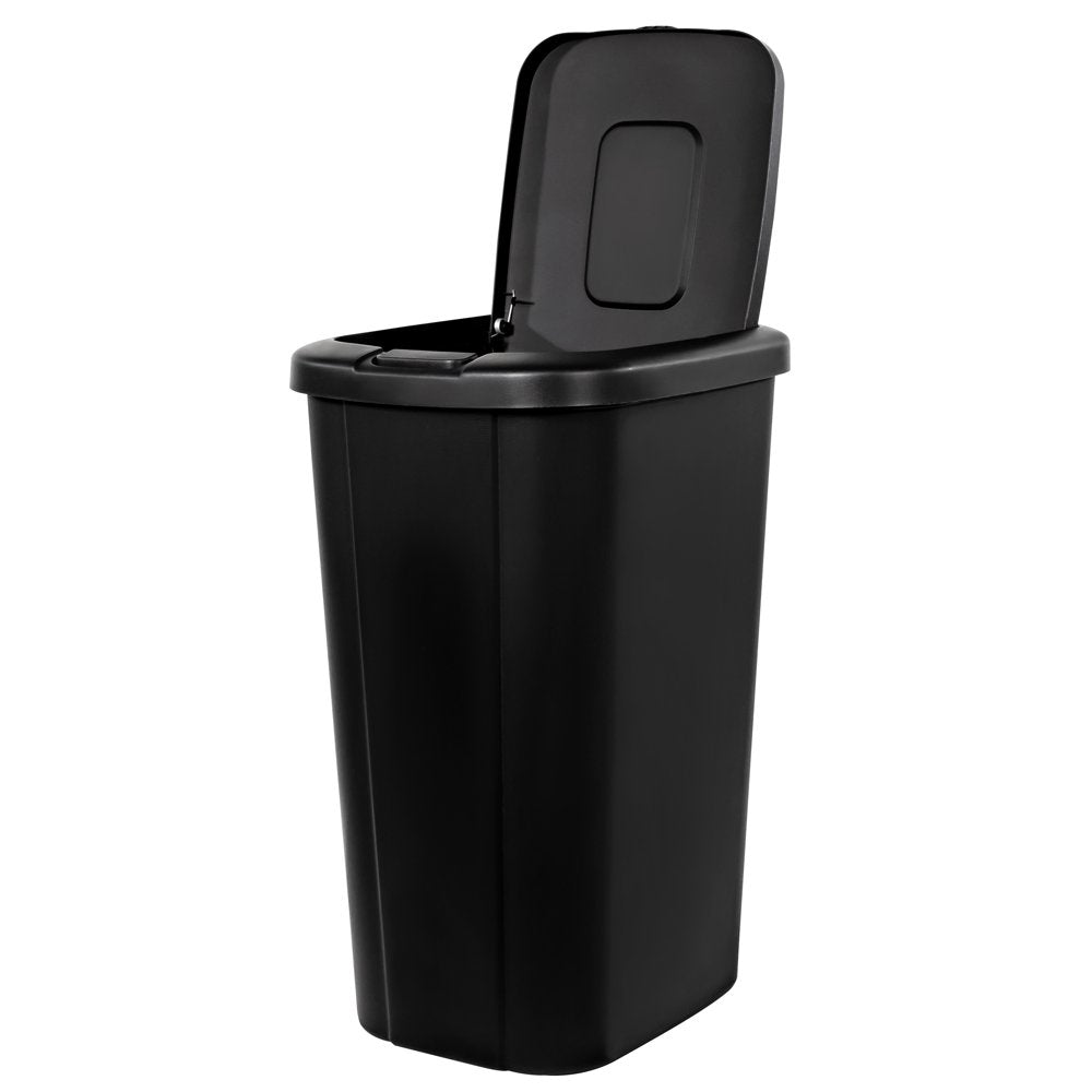 13.3 Gallon Trash Can, Plastic Touch Top Kitchen Trash Can, Black