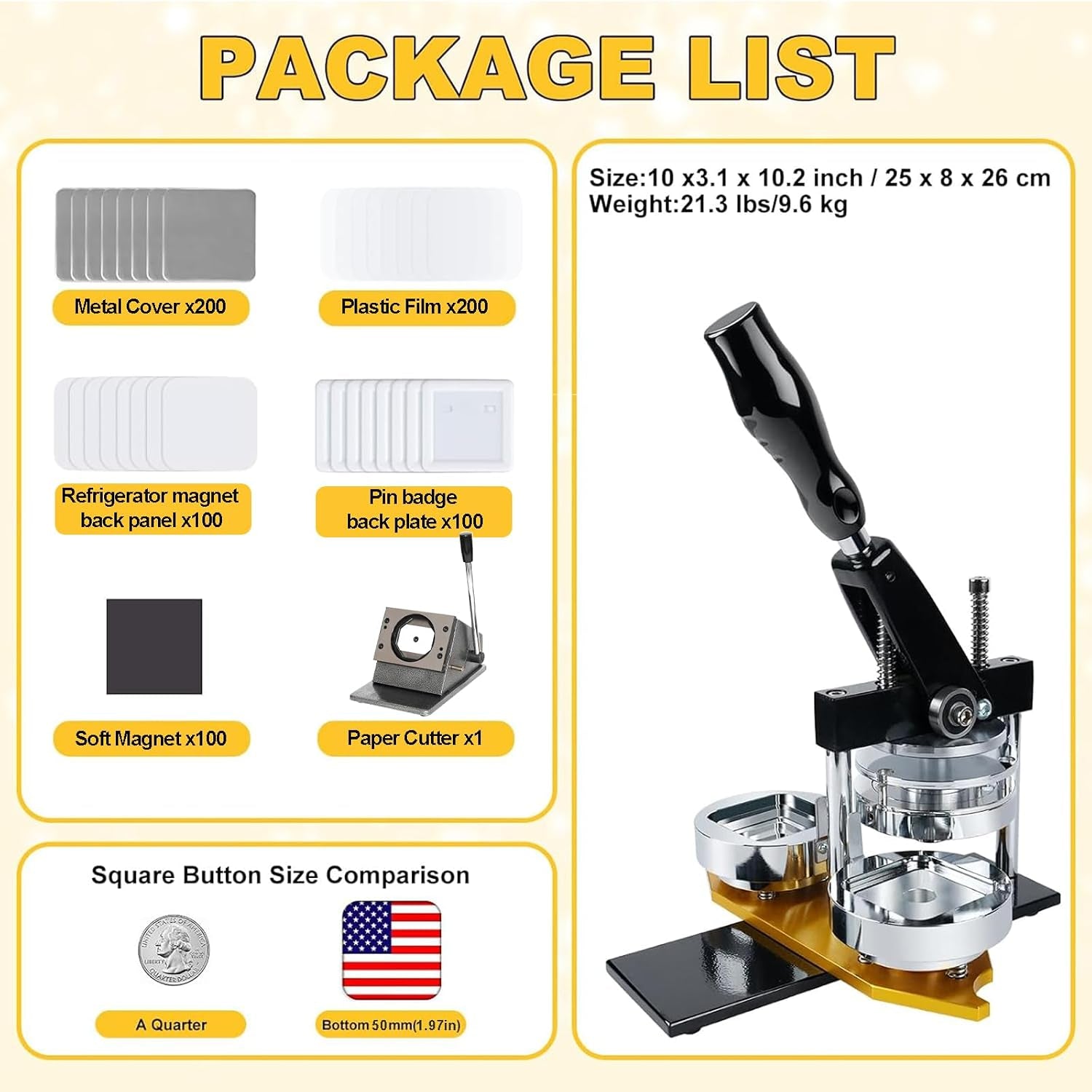 Magnet Maker Machine, 2X2 in DIY Photo Magnet Making Machine with Heavy-Duty Paper Cutter +200 Sets Supplies + 100Pcs Photo Paper