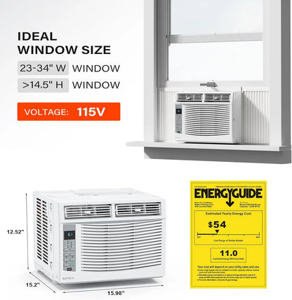 6000 BTU 250 Sq Ft Window Air Conditioner, White