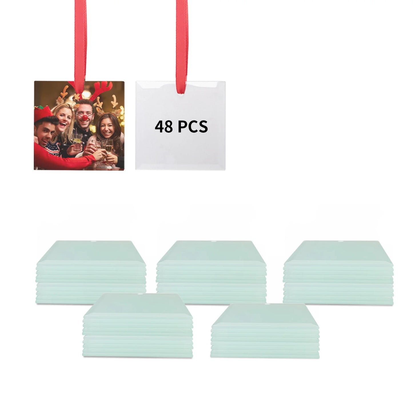 Sublimation Blanks Ornament Glass Frosted 3" Square 24 PCS