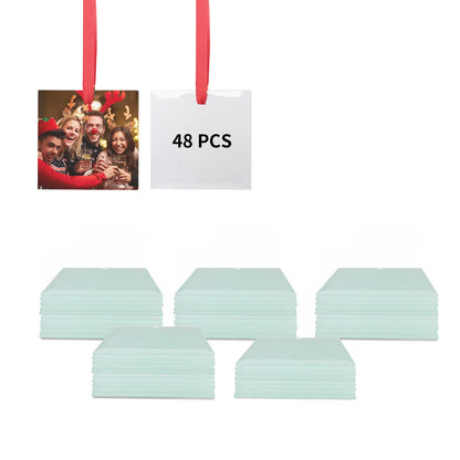 Sublimation Blanks Ornament Glass Frosted 3" Square 24 PCS