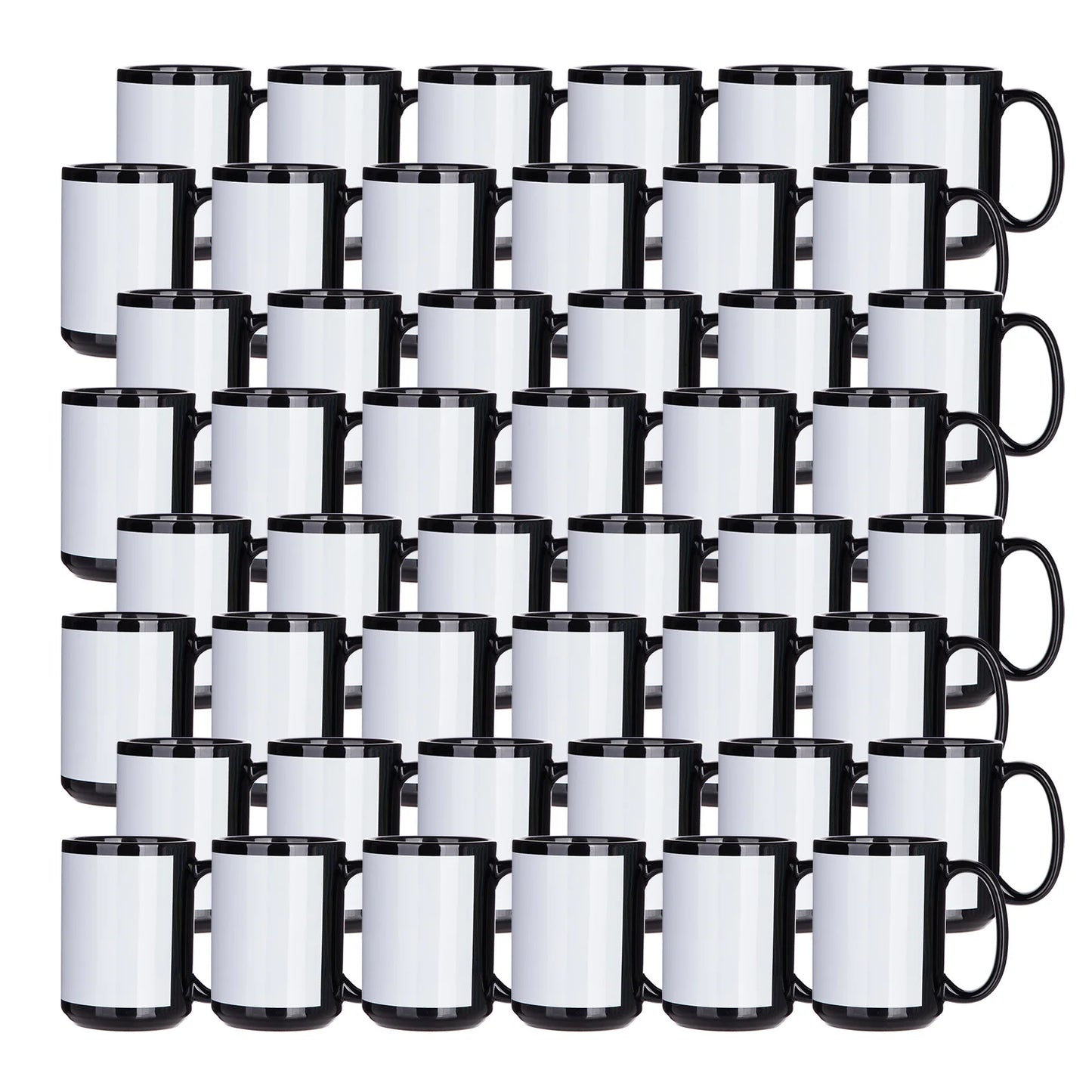 Sublimation Coffee Mugs Blank Black with White Patch 15 OZ 8 Pack