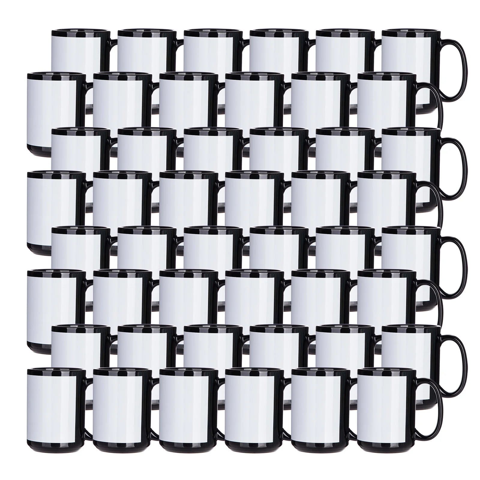 Sublimation Coffee Mugs Blank Black with White Patch 15 OZ 8 Pack