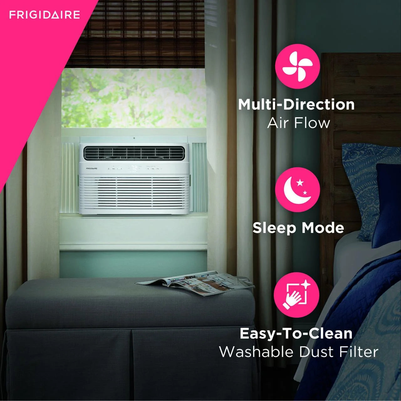 12,000 BTU Smart Window Air Conditioner with Wi-Fi and Remote in White