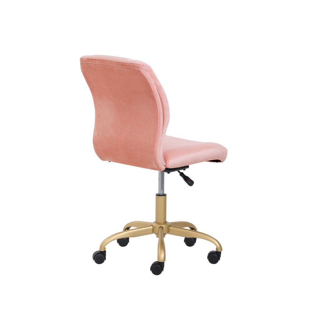 Plush Velvet Office Chair, Pearl Blush