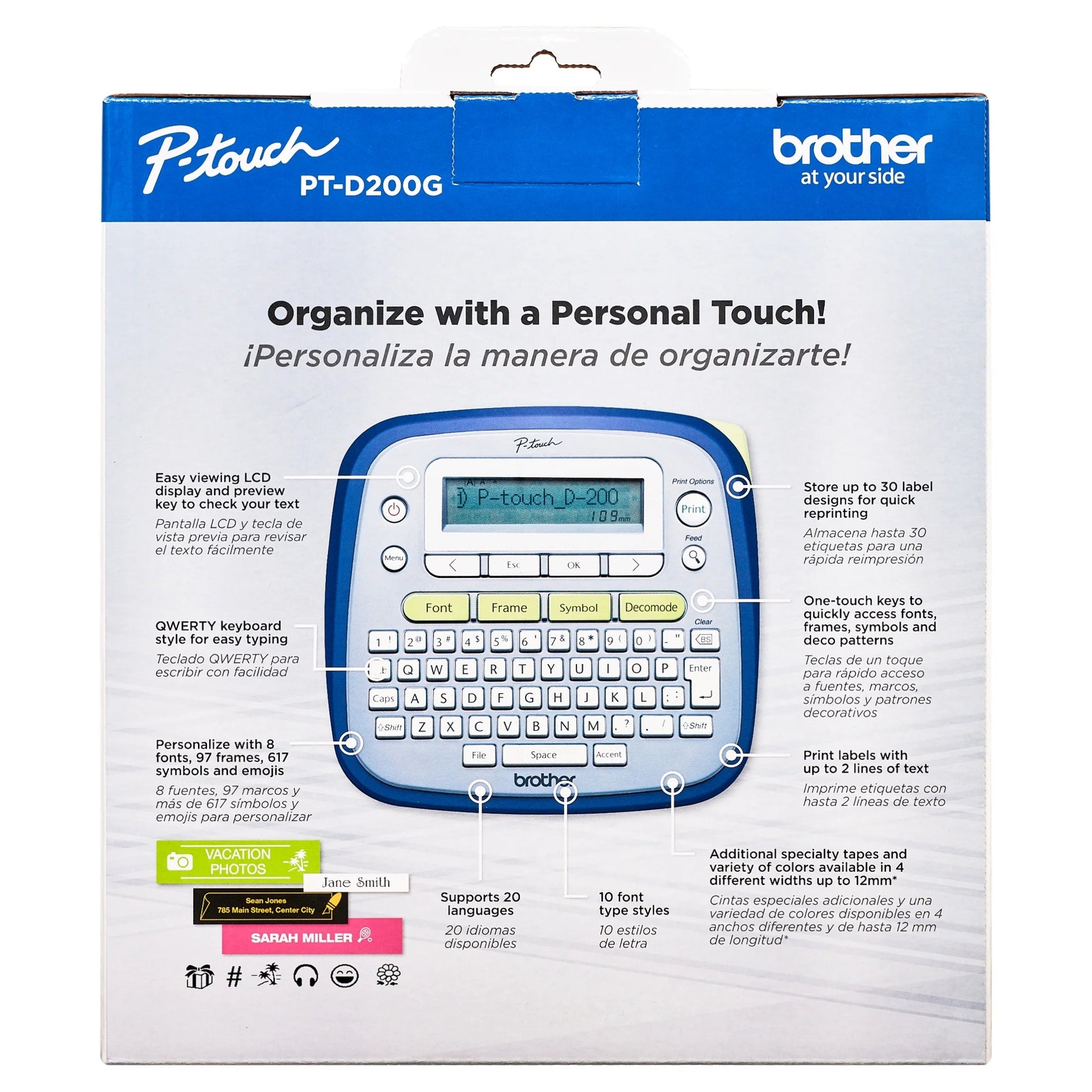 P-Touch PT-D200G Label Maker with Tape, Easy-To-Use Home & Office Labeling Solution