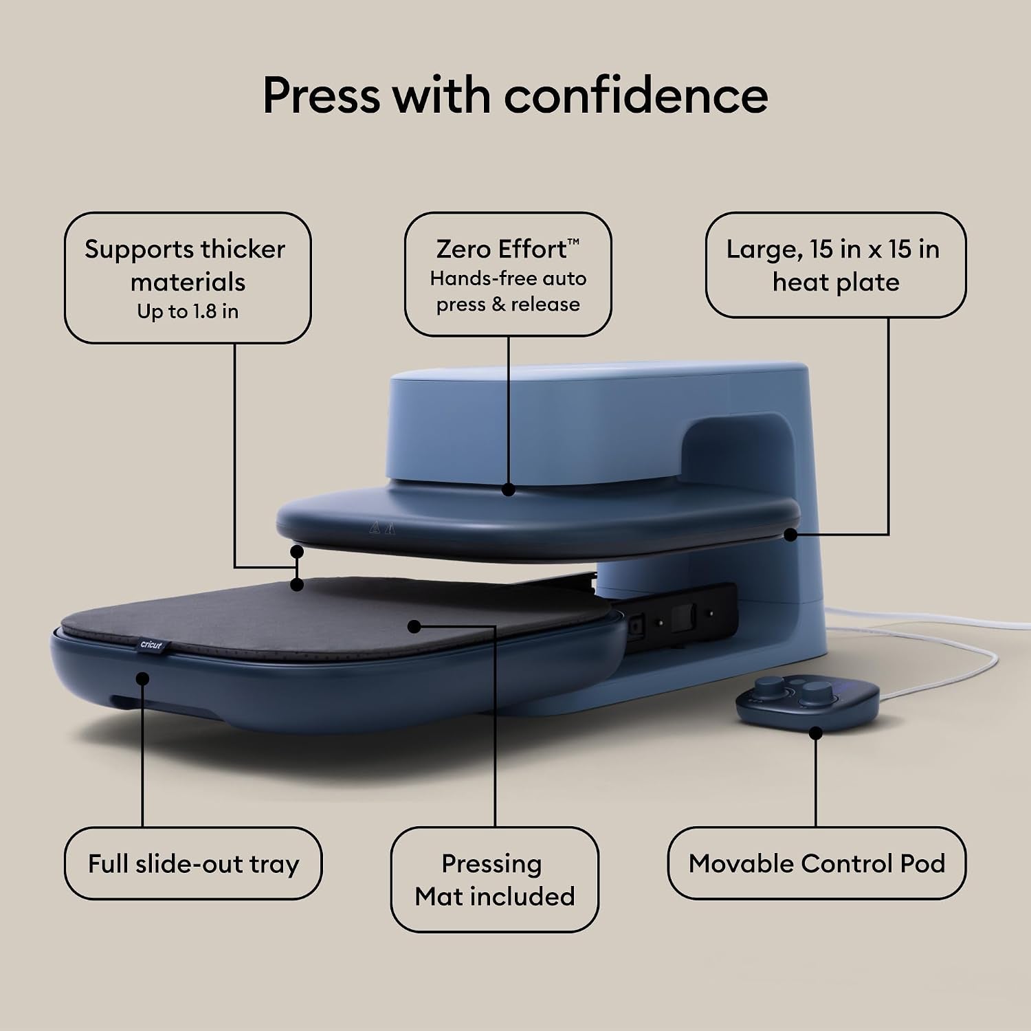 Cricut Autopress™ 2 15X15 Heat Press Machine for T Shirts & More | Adjustable Pressure & Heat for Professional Results - for Heat Transfer Vinyl (HTV), Sublimation, & DTF - Heat Guide