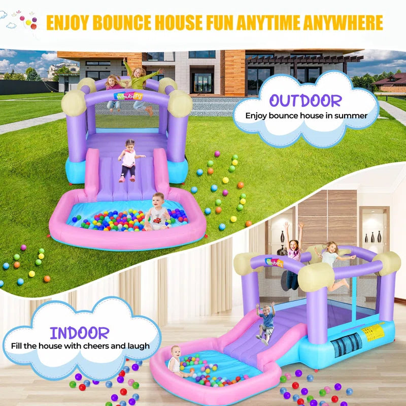 13.4' X 6.9' Inflatable Bounce House with Slide, Air Blower, Basketball Hoop for Backyard Play, Party