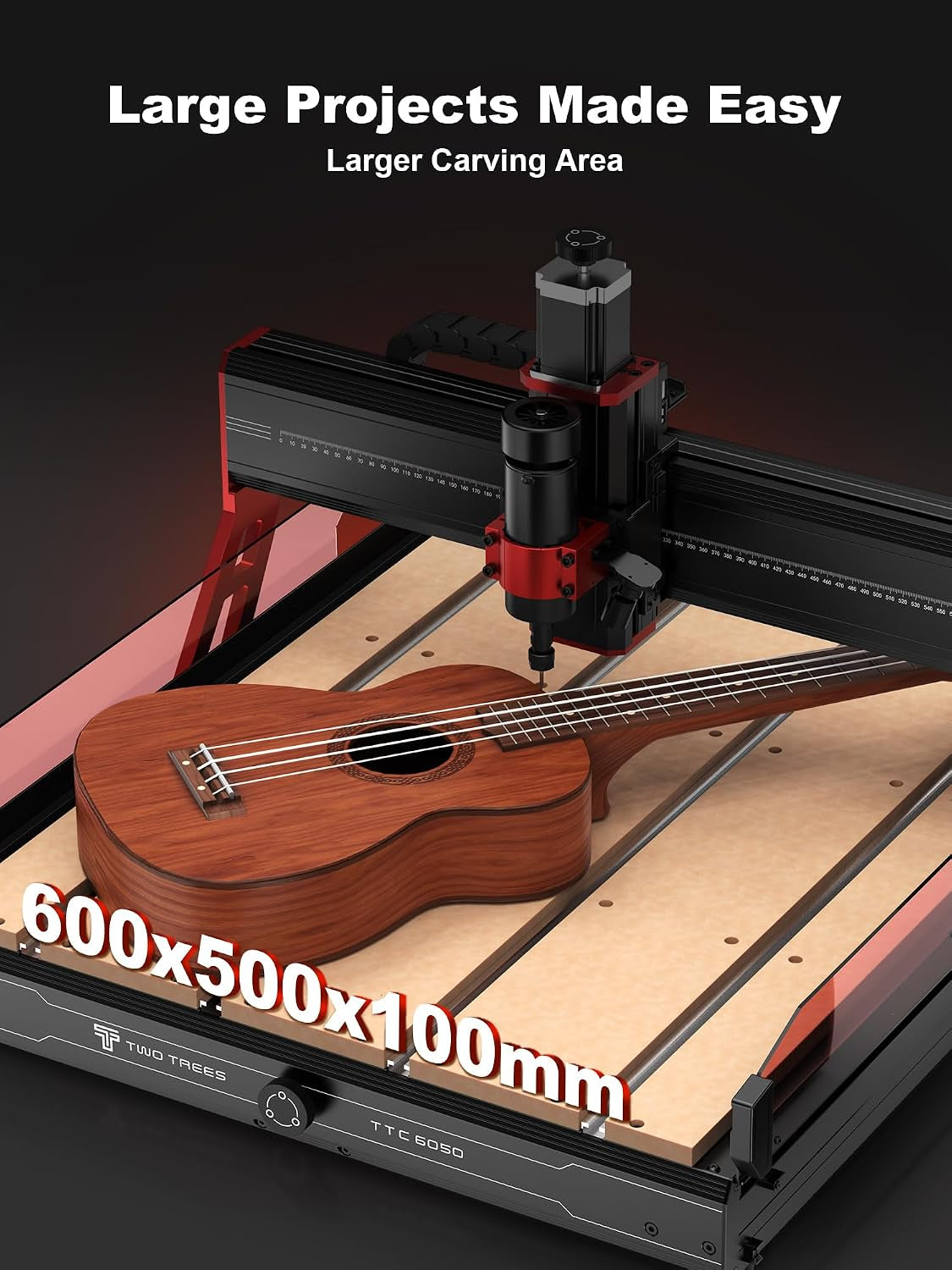 TTC6050 CNC Router Machine, Desktop Engraving Machine 600X500Mm Working Area, 500W Spindle, 3-Axis CNC Engraving & Laser Cutting for Wood, Metal, Acry