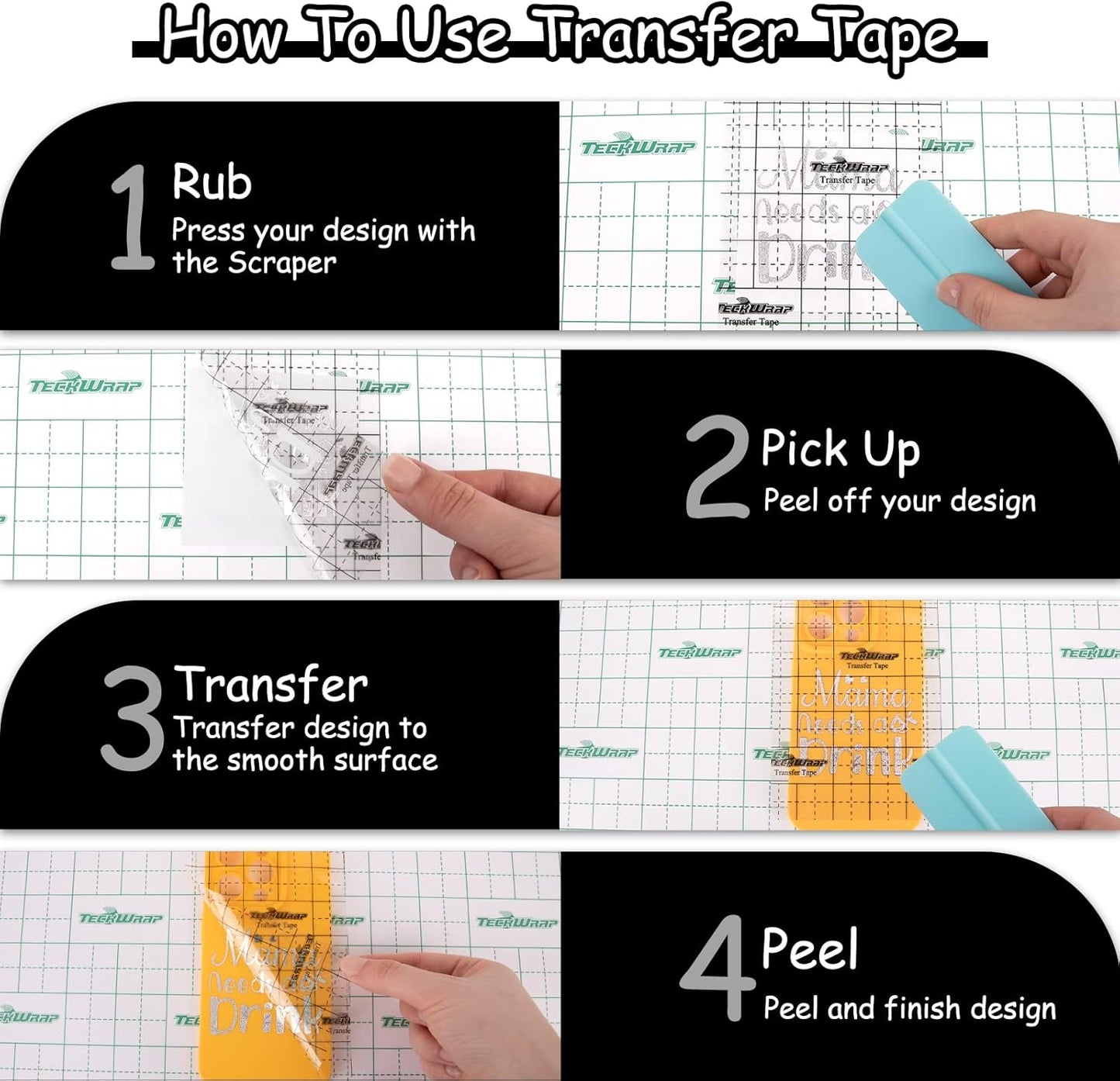 Transfer Tape for Vinyl Medium Tack 12” X 30FT Alignment Black Grid Application Tape Perfect for Craft Adhesive Vinyl for Signs,Stickers,Decals,Walls,Doors, Windows