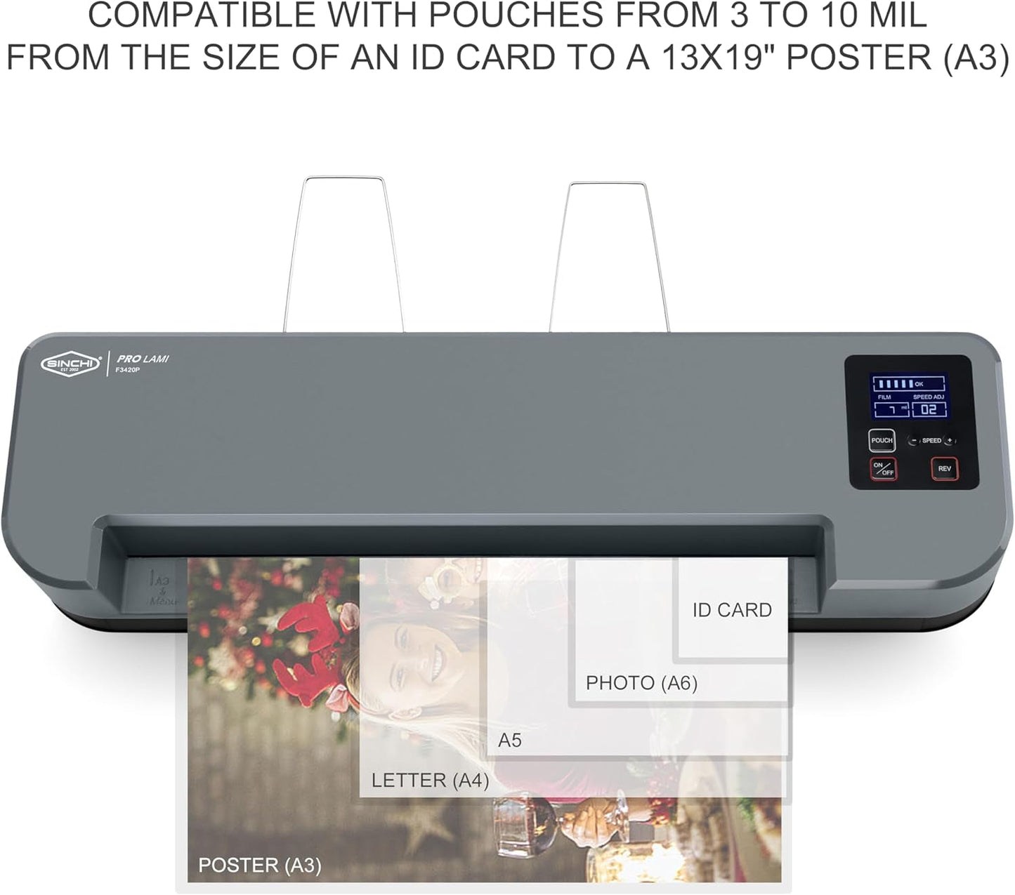SINCHI 13-Inch 4-Roller Thermal Laminator & Foil Applicator W/Lcd Display, 30S Warm-Up, 16S/Sheet, Supports 3–10 Mil, Micro-Adjust for Smoother Results, Commercial-Grade for Busy Offices, DIY Crafts
