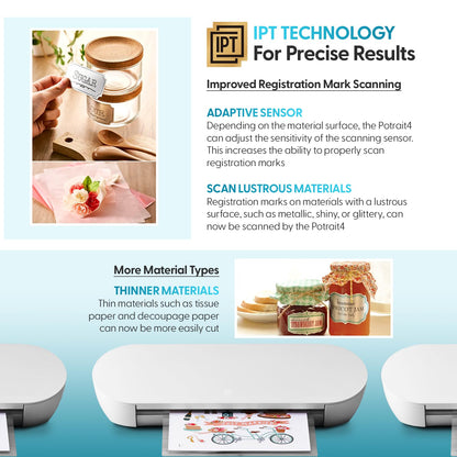 Silhouette America Portrait 4 Vinyl Cutting Machine, Starter Bundle - 9"" Precision Cutter with Designer Edition Software, 24 Sheets Oracle Vinyl, Tool Kit & 25 Free Designs - Electric Tool Compatible